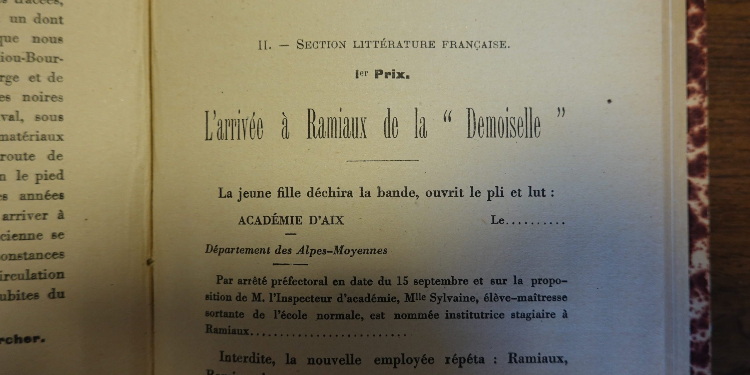 l’arrivée àRamiaux de la demoiselle
